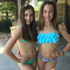 Teens in swimsuits, resort photos