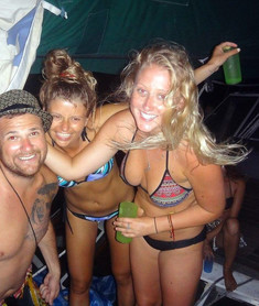 Cheerful group of people in bikinis,